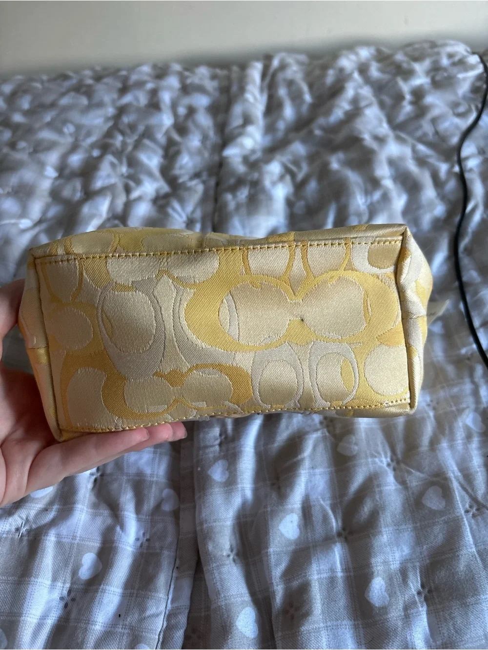 COACH Yellow and Cream Signature Stripe Shoulder Bag
